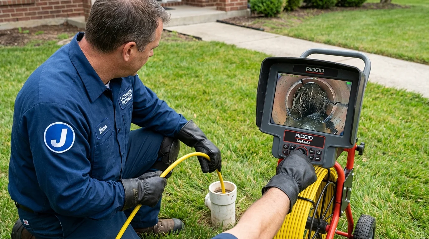 Sewer camera inspection being performed by Johns Plumbing LLC in Marshall